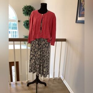 G.H. Bass & Co.  Pink Knit Cardigan with  Black & White Floral dress set